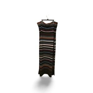 White House Black Market XL Convertible Stripe Maxi Dress Skirt Black Rayon NWT